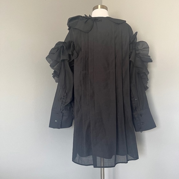 H&M STUDIO COLLECTION FLOUNCE RUFFLE WAVE  MINI COCKTAIL LITTLE BLACK DRESS - Picture 11 of 15